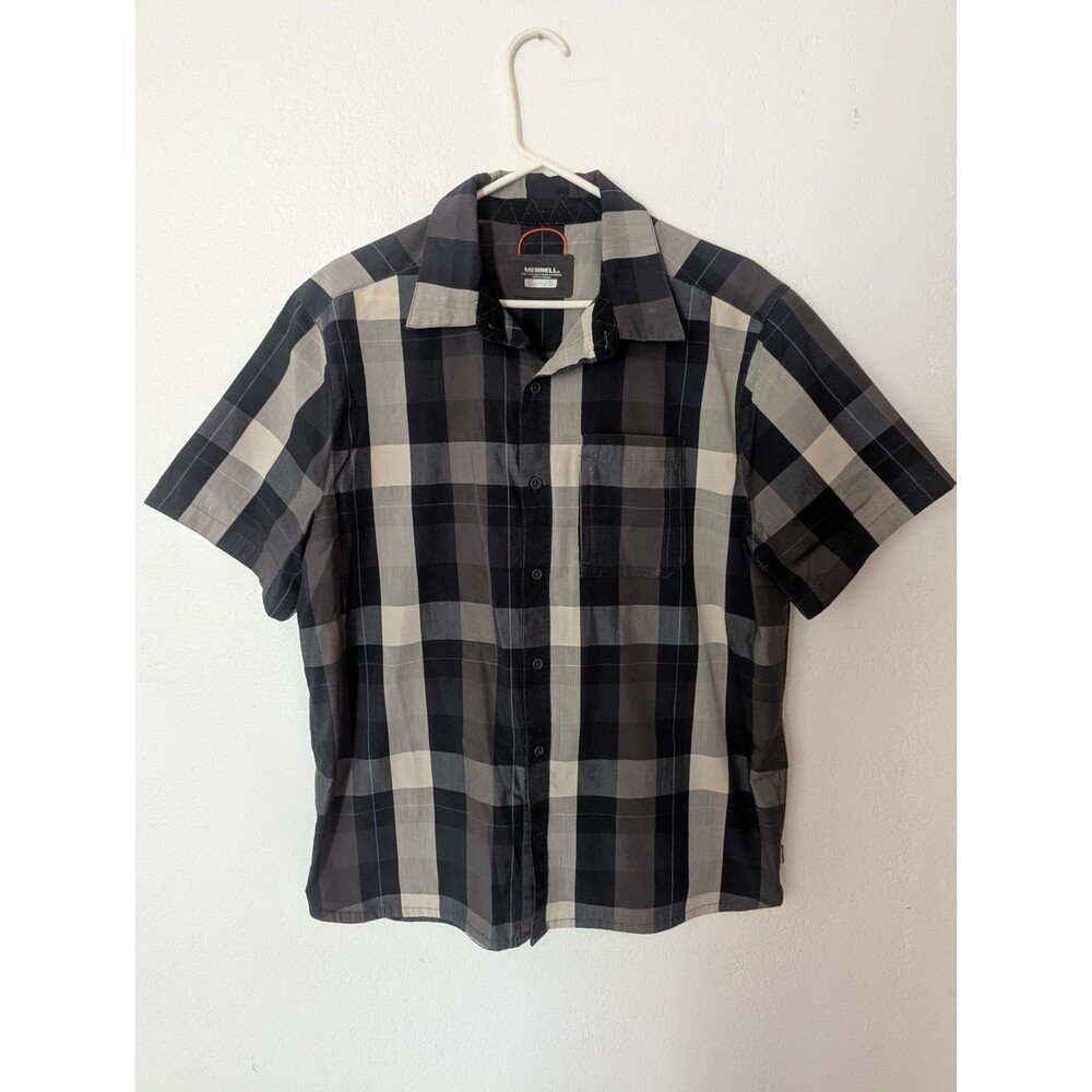 Merrell Shirt Mens Large Plaid Fall Outdoor Hiking Short Sleeve Button Up
